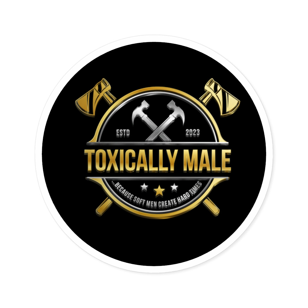 Toxically Male Hard Hat Sticker, Black Background