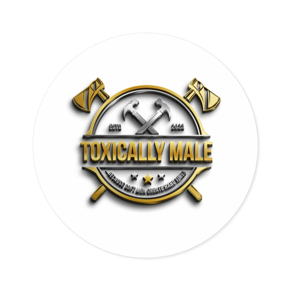 Toxically Male Hard Hat Sticker, White Background